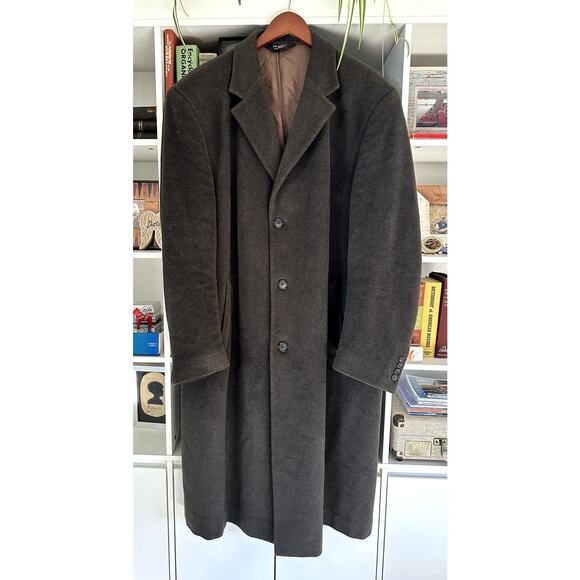 Jos A. Banks Cashmere/Wool Mens Overcoat Size 44L Chocolate Brown - Picture 1 of 13